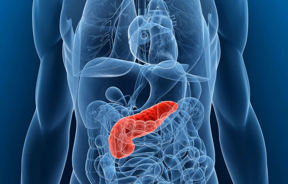 Pâncreas inflamado com pancreatite