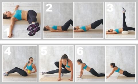 Um complexo de exercícios no estômago e nas laterais para as mulheres
