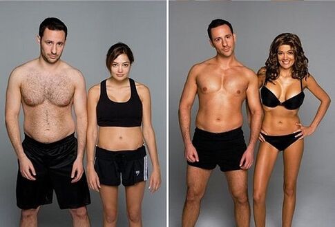 Antes e depois de perder peso